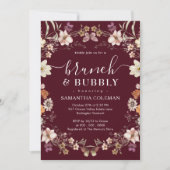 Invitation Boho Burgundy Brunch et Bubbly Fête des mariées (Devant)