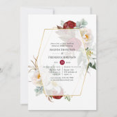 Invitation Boho Burgundy Dîner de répétition florale géométri (Devant)