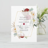 Invitation Boho Burgundy Dîner de répétition florale géométri (Debout devant)