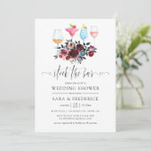 Invitation Boho Burgundy et Navy Floral Stock du Bar (Debout devant)