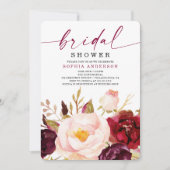 Invitation Boho Burgundy Floral Bridal (Devant)