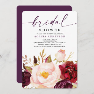Invitation Boho Burgundy Floral Bridal