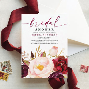 Invitation Boho Burgundy Floral Bridal
