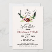 Invitation Boho Burgundy Floral Hunt is Over Couple's Shower (Devant)