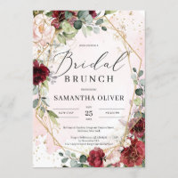 Boho Burgundy floral or géométrique brunch nuptial