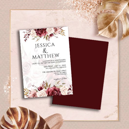 Invitation Boho Burgundy Floral Wedding