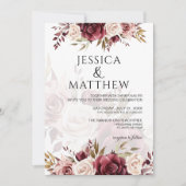 Invitation Boho Burgundy Floral Wedding (Devant)