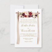 Invitation Boho Burgundy Marsala Floral Arch Mariage (Devant)