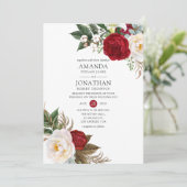 Invitation Boho Burgundy - Marsala Floral Mariage (Debout devant)