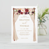 Invitation Boho Burgundy Marsala Floral Mariage (Debout devant)