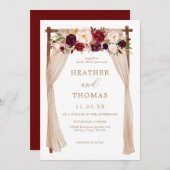 Invitation Boho Burgundy Marsala Floral Mariage (Devant / Derrière)