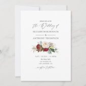 Invitation Boho Burgundy - Marsala Floral Mariage (Devant)