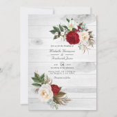 Invitation Boho Burgundy/Marsala Floral QR Code RSVP Mariage (Devant)