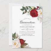 Invitation Boho Burgundy - Marsala Floral Quinceañera (Devant)
