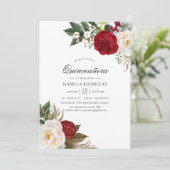 Invitation Boho Burgundy - Marsala Floral Quinceañera (Debout devant)
