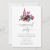 Invitation Boho Burgundy & Navy Engagement Party Dégustation  (Devant)