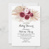 Invitation Boho Burgundy Pampas Grass Baby shower (Devant)