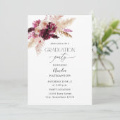 Invitation Boho Burgundy & Pink Floral Graduation Party (Debout devant)