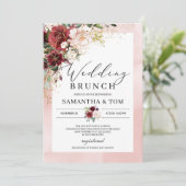 Invitation Boho burgundy rose pâle mariage brunch (Debout devant)