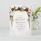 Invitation Boho Burgundy Rose Rose Aquarelle Mariage Floral (Debout devant)