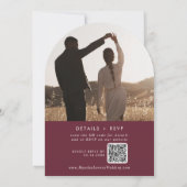 Invitation Boho Burgundy Rouge Photo QR Code Arch Mariage (Dos)