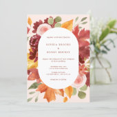Invitation Boho Burgundy Rustic Floral Mariage photo (Debout devant)