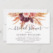 Invitation Boho Burgundy Terracotta Fête des mariées florale (Devant)