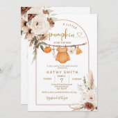 Invitation Boho Burgundy Un petit citrouille est en route (Devant / Derrière)