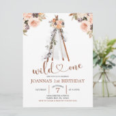 Invitation Boho Burn Orange Floral Teepee Girl Premier annive (Debout devant)