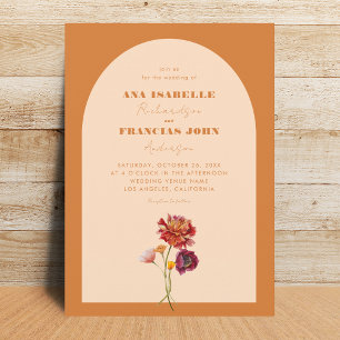 Invitation Boho Burnt Orange Arch Fleur sauvage Monogramme Ma