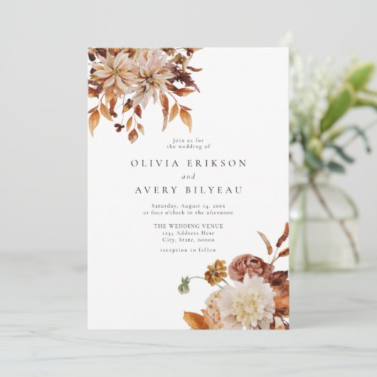 Invitation Boho Burnt Orange Automne Automne Automne Floral M (Debout devant)