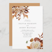 Invitation Boho Burnt Orange Automne Automne Automne Floral M (Devant / Derrière)