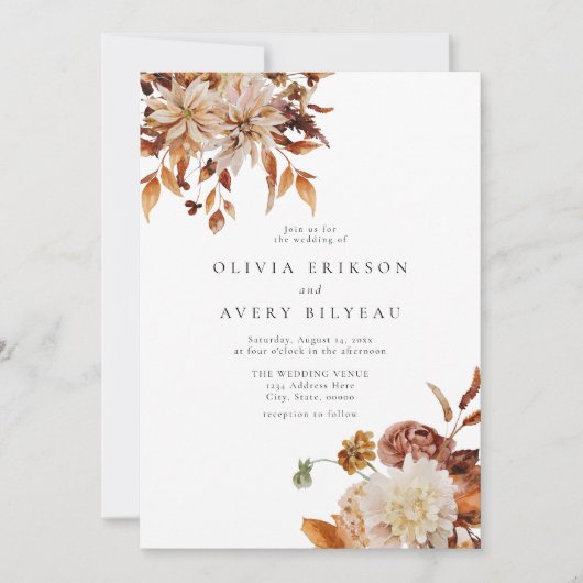 Invitation Boho Burnt Orange Automne Automne Automne Floral P (Devant)