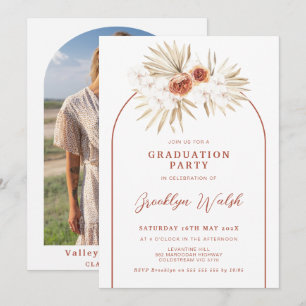 Invitation Boho Burnt Orange Floral Arch Graduation