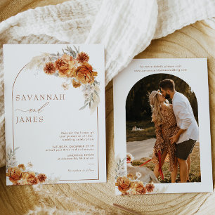 Invitation Boho Burnt Orange Floral Arch Mariage