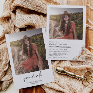 Invitation Boho Burnt Orange Floral Graduation Party