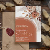 Invitation Boho Burnt Orange Floral & Pampas Grass Mariage