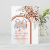 Invitation Boho Burnt Orange Floral Photo 80e anniversaire I (Debout devant)