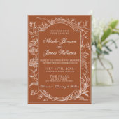 Invitation Boho Burnt Orange Floral QR Code Photo Wedding (Debout devant)
