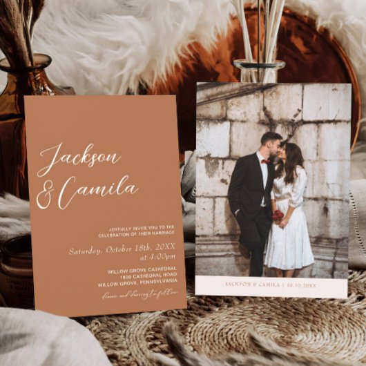 Invitation Boho Burnt Orange Mariage Photo