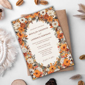 Invitation Boho Burnt Orange Sage Floral Photo Mariage de aut