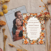 Invitation Boho Burnt Orange Sage Floral Photo Mariage de aut