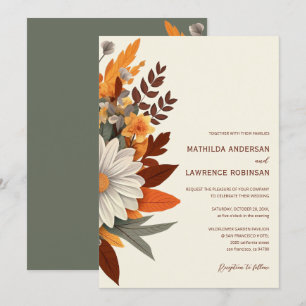 Invitation Boho Burnt Orange Terracotta Mariage Floral