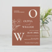 Invitation Boho Burnt Orange Terracotta Mariage rustique (Debout devant)