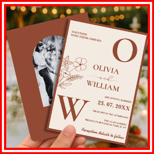 Invitation Boho Burnt Orange Terracotta Mariage rustique