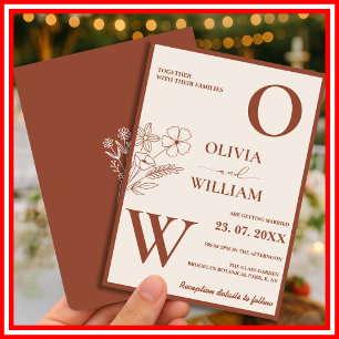 Invitation Boho Burnt Orange Terracotta Mariage rustique