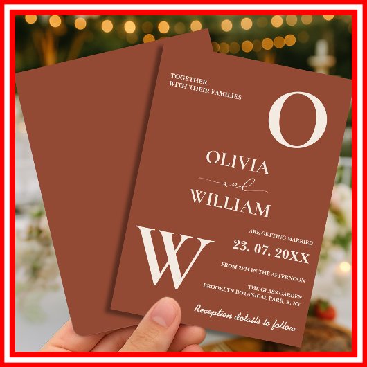 Invitation Boho Burnt Orange Terracotta Mariage rustique