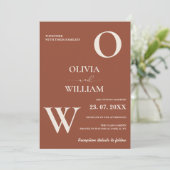 Invitation Boho Burnt Orange Terracotta Rustic Photo Mariage (Debout devant)