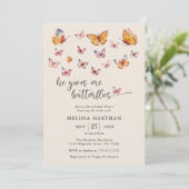 Invitation Boho Butterflies Photo Qr Code Fête des mariées (Debout devant)