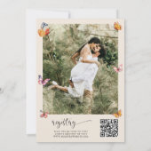 Invitation Boho Butterflies Photo Qr Code Fête des mariées (Dos)